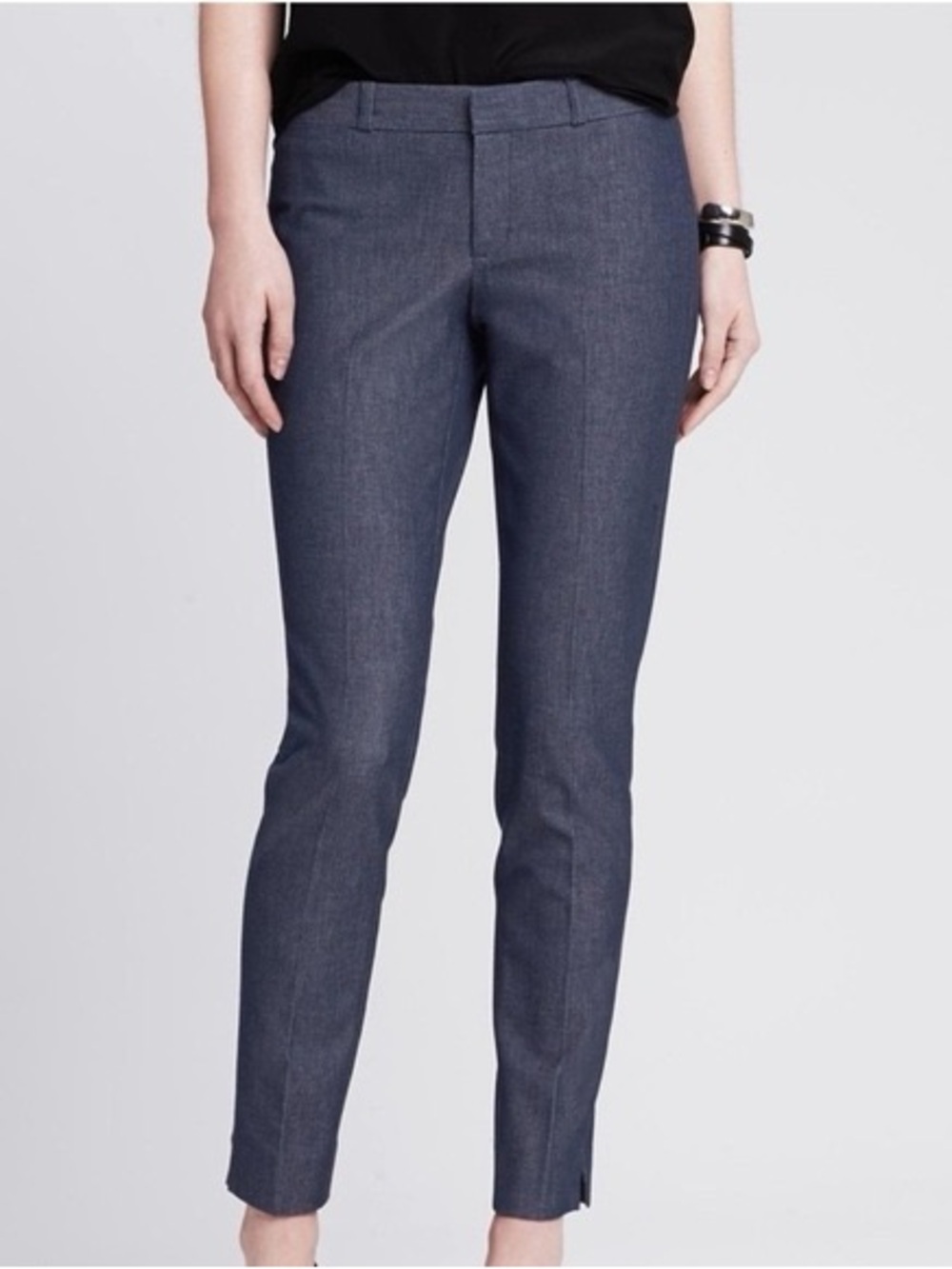 Banana Republic Sloan Skinny-Fit Blue Chambray Ankle Pant